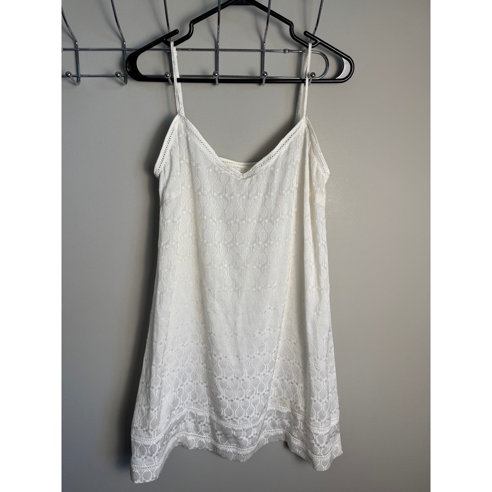 Feather Bone Womens Ivory Jacquard Silk Cami M Boho Cottagecore Ethereal